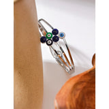 Enamel Eye Stainless Steel Bangle Charm Bracelet