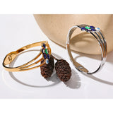 Enamel Eye Stainless Steel Bangle Charm Bracelet