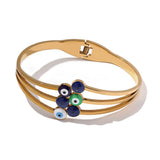 Enamel Eye Stainless Steel Bangle Charm Bracelet
