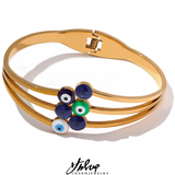 Enamel Eye Stainless Steel Bangle Charm Bracelet