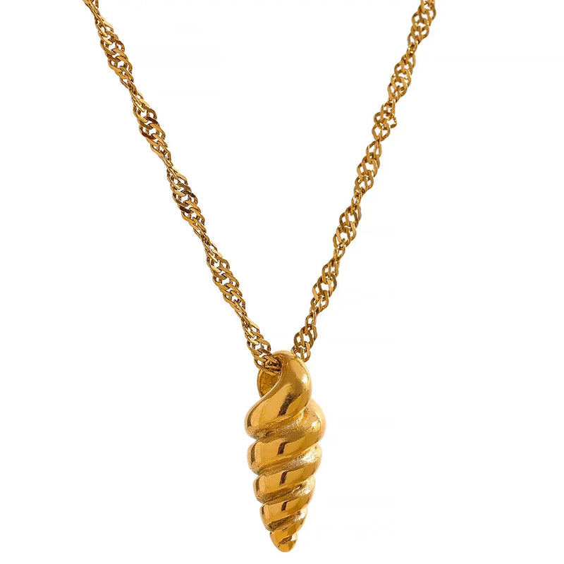 Stainless Steel Conch Pendant Necklace Waterproof Jewelry