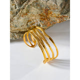 Geometric Stainless Steel Pvd Texture Bracelet Bangle