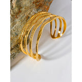 Geometric Stainless Steel Pvd Texture Bracelet Bangle