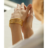 Geometric Stainless Steel Pvd Texture Bracelet Bangle