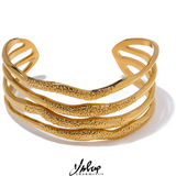 Geometric Stainless Steel Pvd Texture Bracelet Bangle