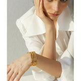 Geometric Stainless Steel Pvd Texture Bracelet Bangle