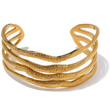 Geometric Stainless Steel Pvd Texture Bracelet Bangle