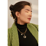 Stars Moon Pendant Necklace Stainless Steel Metal 18K Plated Chain Choker