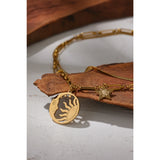 Stars Moon Pendant Necklace Stainless Steel Metal 18K Plated Chain Choker