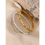 Elegant CZ Stainless Steel Bangle Bracelet 18K Plated Waterproof Jewelry
