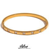 Elegant CZ Stainless Steel Bangle Bracelet 18K Plated Waterproof Jewelry