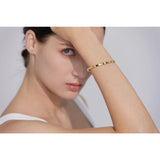 Elegant CZ Stainless Steel Bangle Bracelet 18K Plated Waterproof Jewelry