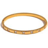 Elegant CZ Stainless Steel Bangle Bracelet 18K Plated Waterproof Jewelry