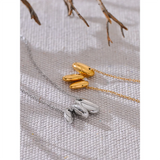 Geometric Oval Pendant Necklace Stainless Steel 18K PVD Plated