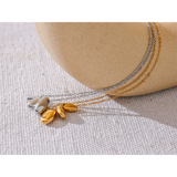 Geometric Oval Pendant Necklace Stainless Steel 18K PVD Plated