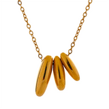 Geometric Oval Pendant Necklace Stainless Steel 18K PVD Plated