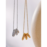 Geometric Oval Pendant Necklace Stainless Steel 18K PVD Plated