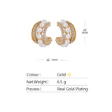 Pearls Geometric Stud Earrings with CZ - Stylish Women's Jewelry