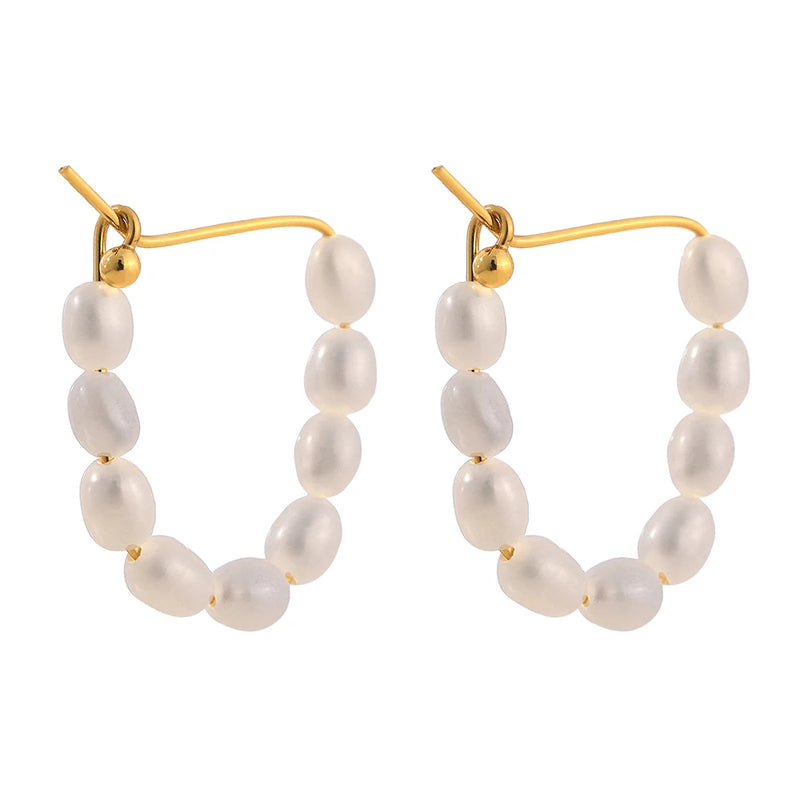 Natural Freshwater Pearl Hoop Earrings for Women