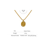 Oval Flower Pendant Chain Necklace Stainless Steel Statement Jewelry