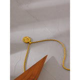 Oval Flower Pendant Chain Necklace Stainless Steel Statement Jewelry