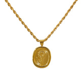 Oval Flower Pendant Chain Necklace Stainless Steel Statement Jewelry