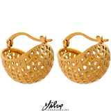 Unique Metal Texture Stainless Steel Huggie Earrings
