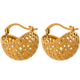 Unique Metal Texture Stainless Steel Huggie Earrings