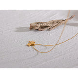 Summer Starfish CZ Pendant Necklace Stainless Steel Girl Waterproof Jewelry