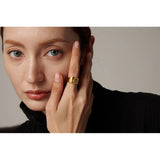 Golden Texture Sun Ring Stainless Steel Charm Jewelry