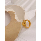 Golden Texture Sun Ring Stainless Steel Charm Jewelry
