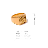 Golden Texture Sun Ring Stainless Steel Charm Jewelry