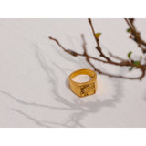 Golden Texture Sun Ring Stainless Steel Charm Jewelry
