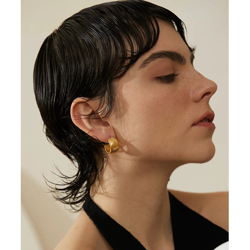 Vintage Stainless Steel Hoop Earrings for Women