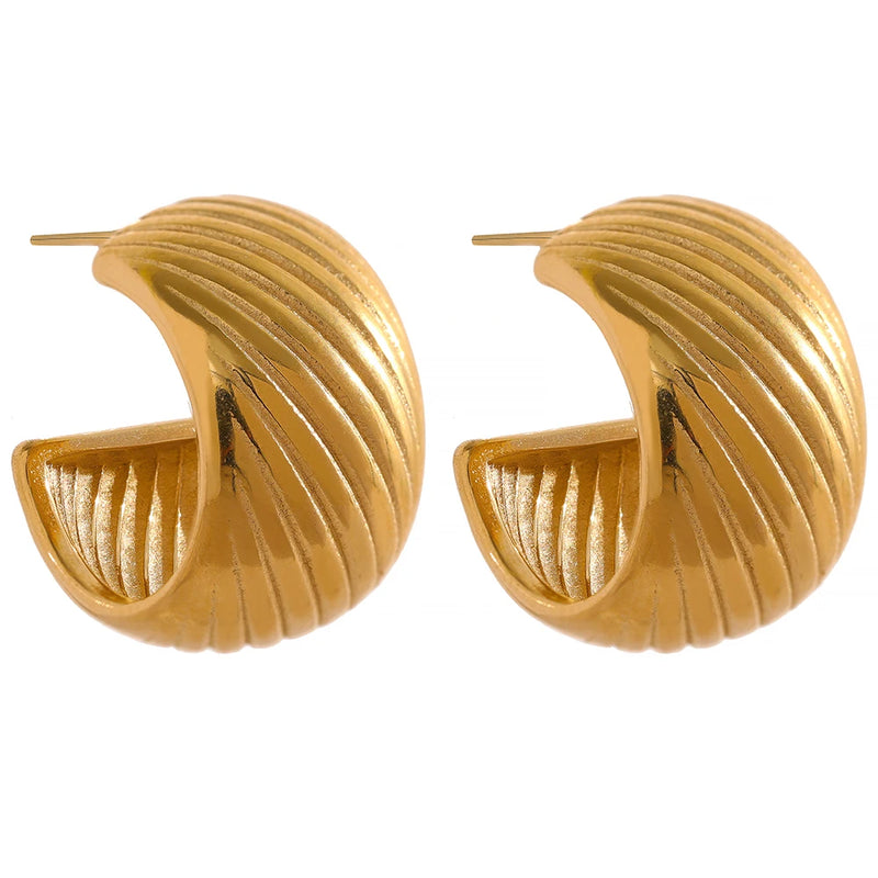 Vintage Stainless Steel Hoop Earrings for Women