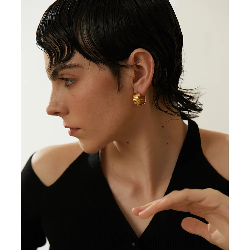 Vintage Stainless Steel Hoop Earrings for Women