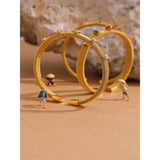 Colorful CZ Stainless Steel Charm Bracelet Bangle