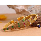 Colorful CZ Stainless Steel Charm Bracelet Bangle