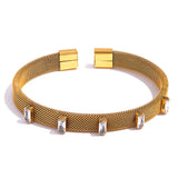 Colorful CZ Stainless Steel Charm Bracelet Bangle