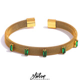 Colorful CZ Stainless Steel Charm Bracelet Bangle