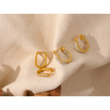 CZ Stainless Steel Hoop Earrings