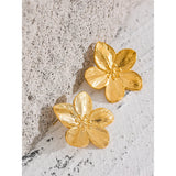 Vintage Stainless Steel Flower Stud Earrings for Women
