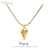 Temperament Heart Pendant Chain Necklace for Women Stainless Steel Choker