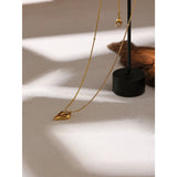 Temperament Heart Pendant Chain Necklace for Women Stainless Steel Choker