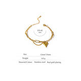 Heart Double Layered Bracelet Stainless Steel Metal Texture Stylish Charm