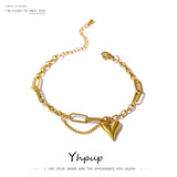 Heart Double Layered Bracelet Stainless Steel Metal Texture Stylish Charm