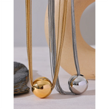 Layered Round Ball Necklace Pendant Stainless Steel