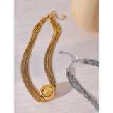 Layered Round Ball Necklace Pendant Stainless Steel