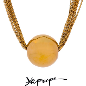 Layered Round Ball Necklace Pendant Stainless Steel