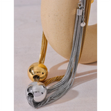 Layered Round Ball Necklace Pendant Stainless Steel